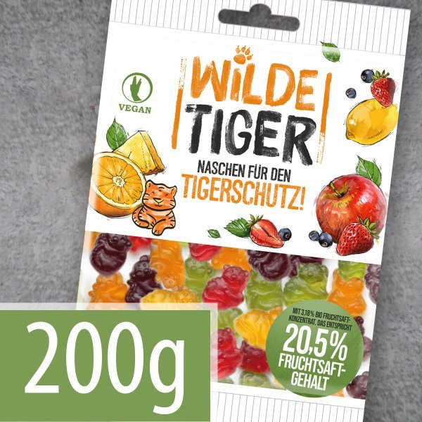 12er Packung Wilde Tiger, 200g (vegan) Sonderpreis